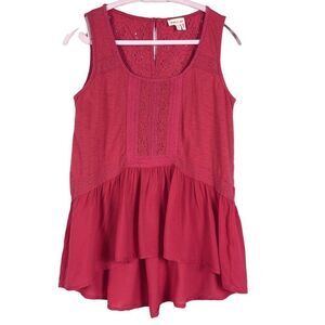 Anthropologie Meadow Rue Pink Eyelet Sleeveless Tunic Top Size Small